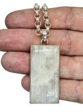 Load image into Gallery viewer, Rainbow Moonstone Pendant, Large Rectangle Shape, Sterling Silver, Goddess Gem - GemzAustralia