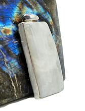 Load image into Gallery viewer, Rainbow Moonstone Pendant, Large Rectangle Shape, Sterling Silver, Goddess Gem - GemzAustralia