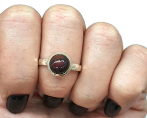 Australian Black Opal Ring, Size 9, Sterling Silver, Round Shape, October Birthstone - GemzAustralia 