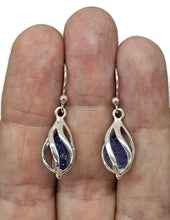 Load image into Gallery viewer, December Birthstone Earrings, Raw Tanzanite Cage Earrings, Sterling Silver - GemzAustralia