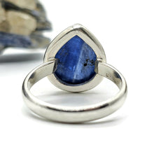 Load image into Gallery viewer, Pear Kyanite Ring, Size R, Sterling Silver, Gemstone for Negotiations & Communication - GemzAustralia