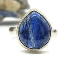 Load image into Gallery viewer, Pear Kyanite Ring, Size R, Sterling Silver, Gemstone for Negotiations & Communication - GemzAustralia