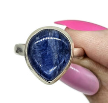 Load image into Gallery viewer, Pear Kyanite Ring, Size R, Sterling Silver, Gemstone for Negotiations & Communication - GemzAustralia