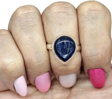 Load image into Gallery viewer, Pear Kyanite Ring, Size R, Sterling Silver, Gemstone for Negotiations & Communication - GemzAustralia