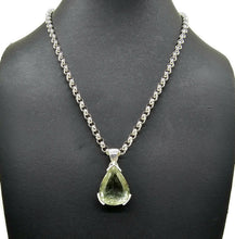 Load image into Gallery viewer, Prasiolite Pendant in a Pear Design, Green Amethyst Gemstone, 30 carats, Sterling Silver - GemzAustralia