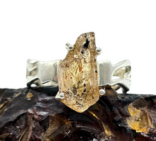 Load image into Gallery viewer, Imperial Topaz Ring, Size 7 3/4, Sterling Silver, Raw Gem, Filigree Band, Manifestation Stone, Solar Plexus Chakra, Rare Variety of Topaz