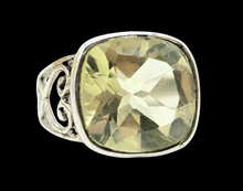 Load image into Gallery viewer, Lemon Quartz Heart Ring, Size P 1/2, Sterling Silver, 9 carats, Cushion Faceted, Powerful Gemstone, Mental Clarity