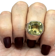 Load image into Gallery viewer, Lemon Quartz Heart Ring, Size P 1/2, Sterling Silver, 9 carats, Cushion Faceted, Powerful Gemstone, Mental Clarity