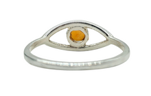 Load image into Gallery viewer, Eye Shaped Carnelian Ring, Size P, Sterling Silver, Orange Gemstone, round Facet, Artist's Stone, Warm Vibrant Gem - GemzAustralia