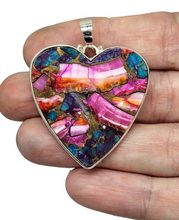 Load image into Gallery viewer, Statement Pink Opal & Oyster Turquoise Pendant, Heart, Sterling Silver, Copper Turquoise, Love Stone, Heart Chakra, Hope and Courage Stone - GemzAustralia