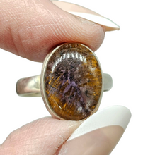 Load image into Gallery viewer, Oval Super Seven ring, Cacoxenite Stone, Melody Stone Ring, Size R, Sterling Silver, Opens all senses, Wellness Stone - GemzAustralia