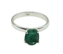 Load image into Gallery viewer, Genuine Emerald Ring, May Birthstone, Size O, Sterling Silver, Natural Gemstone, Inspiration Stone, Action Stone - GemzAustralia