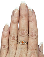 Load image into Gallery viewer, Eye Shaped Carnelian Ring, Size P, Sterling Silver, Orange Gemstone, round Facet, Artist's Stone, Warm Vibrant Gem - GemzAustralia