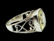 Load image into Gallery viewer, Lemon Quartz Heart Ring, Size P 1/2, Sterling Silver, 9 carats, Cushion Faceted, Powerful Gemstone, Mental Clarity
