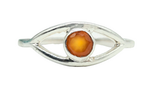 Load image into Gallery viewer, Eye Shaped Carnelian Ring, Size P, Sterling Silver, Orange Gemstone, round Facet, Artist's Stone, Warm Vibrant Gem - GemzAustralia