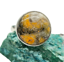 Load image into Gallery viewer, Bumblebee Jasper ring, Size O, Sterling Silver, Round Shaped, Eclipse Jasper, Bright Yellow, Orange & Black Gemstone - GemzAustralia