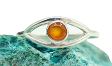 Load image into Gallery viewer, Eye Shaped Carnelian Ring, Size P, Sterling Silver, Orange Gemstone, round Facet, Artist's Stone, Warm Vibrant Gem - GemzAustralia