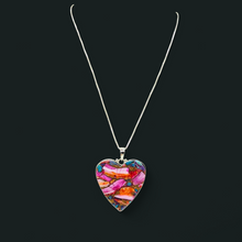 Load image into Gallery viewer, Statement Pink Opal & Oyster Turquoise Pendant, Heart, Sterling Silver, Copper Turquoise, Love Stone, Heart Chakra, Hope and Courage Stone - GemzAustralia