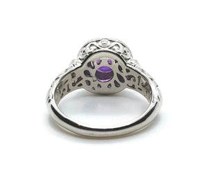 Amethyst Ring, Art Nouveau, 925 Sterling Silver, Round Gemstone - GemzAustralia 