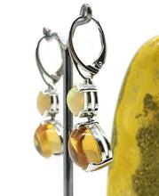 Load image into Gallery viewer, Ethiopian Opal & Citrine Earrings, Sterling Silver, Oval & Pear Shaped, Double Drop - GemzAustralia