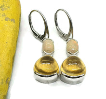 Load image into Gallery viewer, Ethiopian Opal & Citrine Earrings, Sterling Silver, Oval & Pear Shaped, Double Drop - GemzAustralia