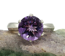 Load image into Gallery viewer, Amethyst Solitaire Ring, Sterling Silver, Size 7.75, prong set, NEW - GemzAustralia 