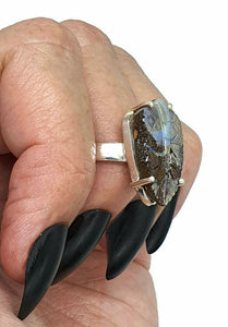 Boulder Opal Ring, Size 6.5, Carved Opal, Solid Opal, Australian Opal, Sterling Silver - GemzAustralia 