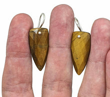 Load image into Gallery viewer, Tiger&#39;s Eye Earrings, Arrowhead Design, Sterling Silver, Checkerboard Facet - GemzAustralia 