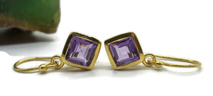 Amethyst or Rainbow Moonstone Earrings, Sterling Silver, 18K gold plated - GemzAustralia 