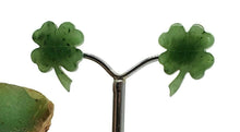 Load image into Gallery viewer, Canadian Jade 4 leaf clover studs, Sterling Silver, Deep Green Jade - GemzAustralia 