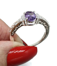 Load image into Gallery viewer, Amethyst Ring, size 9, Sterling Silver, Infinity Ring - GemzAustralia