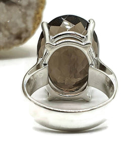 Smoky Quartz Ring, size 8.75, 22 carats, Sterling Silver - GemzAustralia 