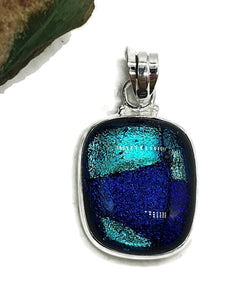 Dichroic Glass Pendant, Sterling Silver, Square Shaped - GemzAustralia 