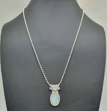 Load image into Gallery viewer, Rainbow Moonstone Pendant, Sterling Silver, Oval Shape - GemzAustralia 