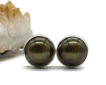 Load image into Gallery viewer, Biwa Pearl Studs, Black Pearl Earrings - GemzAustralia 