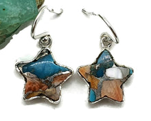 Load image into Gallery viewer, Oyster Turquoise Earrings, Sterling Silver, Star Shape - GemzAustralia 