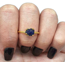 Load image into Gallery viewer, Blue Sapphire Ring, Size 9, Sterling Silver, 14K Gold plated - GemzAustralia 