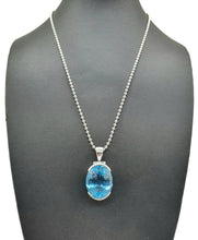 Load image into Gallery viewer, AAA+ Swiss Blue Topaz Pendant, 38 carats, Sterling Silver - GemzAustralia 