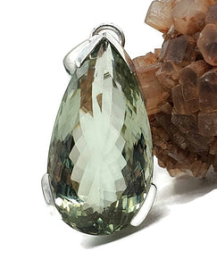 Prasiolite Pendant, Green Amethyst Gemstone, 28 carats, Sterling Silver - GemzAustralia 