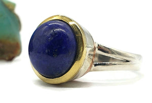 Lapis Lazuli Ring, Size 9, Three Tone, 18k gold & rose gold plate, Sterling Silver - GemzAustralia 