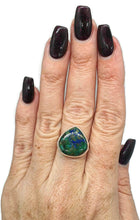 Load image into Gallery viewer, Azurite Malachite Ring, Size 8.25, Sterling Silver, Green Blue Gem - GemzAustralia 
