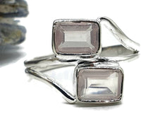 Load image into Gallery viewer, Art Deco Rose Quartz Ring, Size 9, Sterling Silver, Emerald Faceted - GemzAustralia 