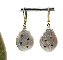 Load image into Gallery viewer, Baroque Pearl Earrings with Crystals, Sterling Silver, Gold Plated - GemzAustralia 