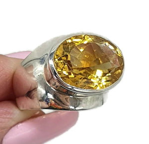 Citrine Ring, Size 6.75, Sterling Silver, Oval Faceted, Natural - GemzAustralia 