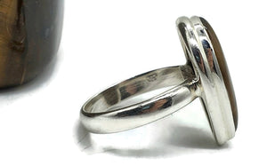 Tiger's Eye Ring, Size 9, Sterling Silver, Pear Shaped, Kundalini Awakening - GemzAustralia 