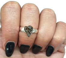 Load image into Gallery viewer, Meteorite Ring, Size 7, Sterling Silver, Metallic Grey Gem, 4 prong, Campo del Cielo stone - GemzAustralia