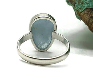 Rose Cut Aquamarine Ring, Size 9, Sterling Silver, March Birthstone - GemzAustralia 