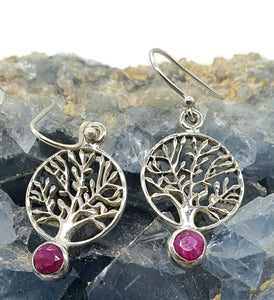 Tree of Life Ruby Earrings, Sterling Silver, July Birthstone, Natural Ruby gems - GemzAustralia 