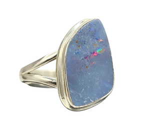 Opulent Opal Ring, Size O, October Birthstone, Australian Opal, Good Luck Stone