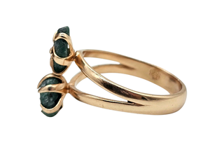 Rough Emerald Ring, May Birthstone, Size O 1/2, Rose Gold Plated Sterling Silver